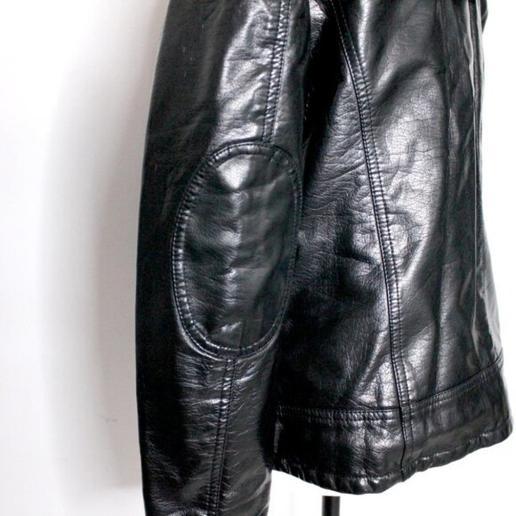 Levi's Women's Black Faux Leather Hooded Jacket Size  M - Picture 12 of 16